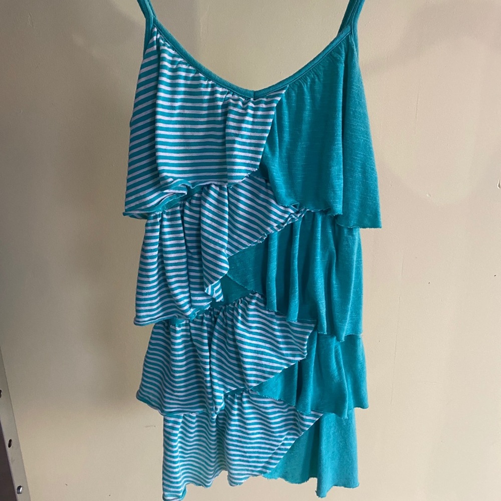 Kirra Tank - Teal and White - Size Med